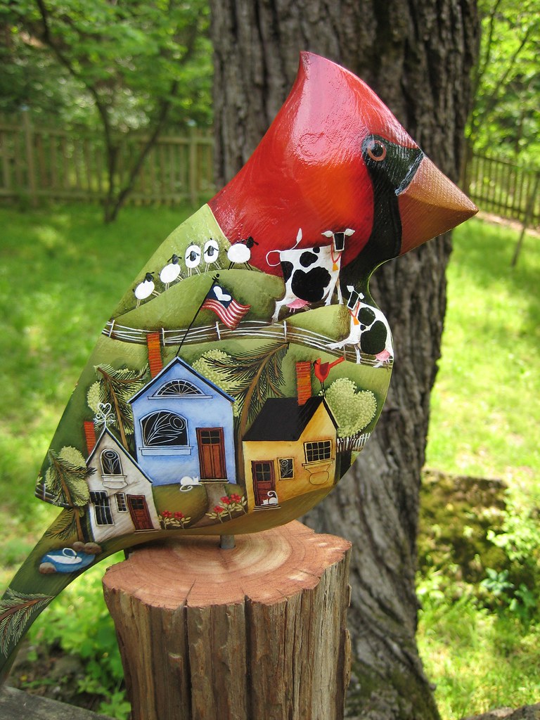 Handpainted Folk Art Cardinal by Sylvia Wilson Every year,… Flickr