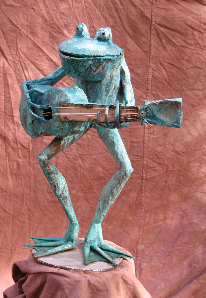 Guitar playing frog sculpture Durable, all noncorrosive m… Flickr