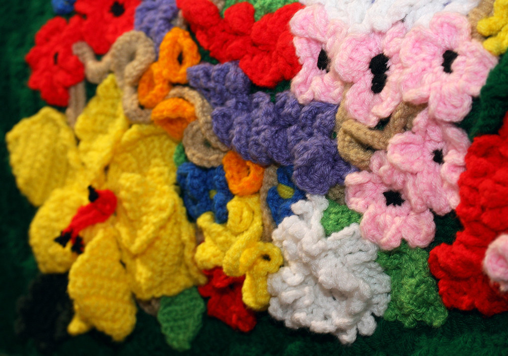Crochet Flowers in an Afghan Seen in an exhibit of crafts … Flickr