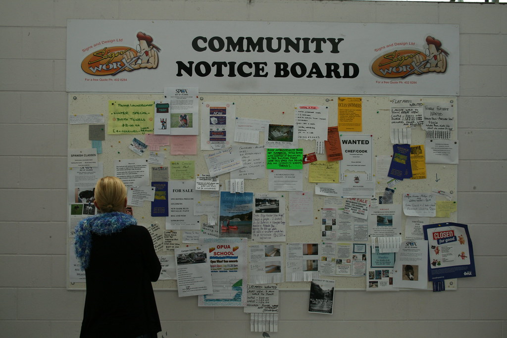 Community notice board View original size to read some of … Flickr