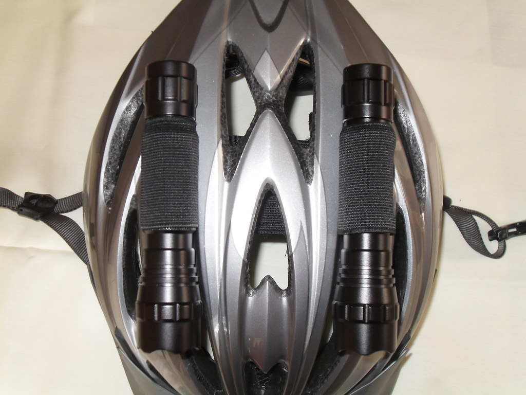 Cycle Helmet torch mount Using two pieces of velcro and el… Flickr
