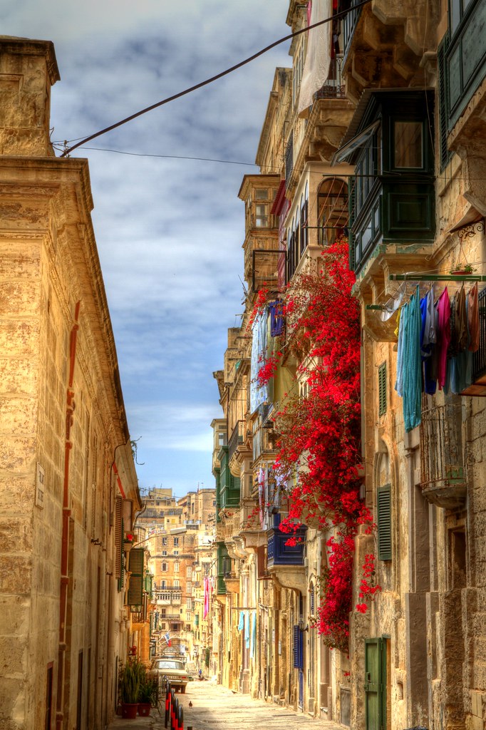 Street in Valletta, Malta Colourful flowers down a side st… Flickr