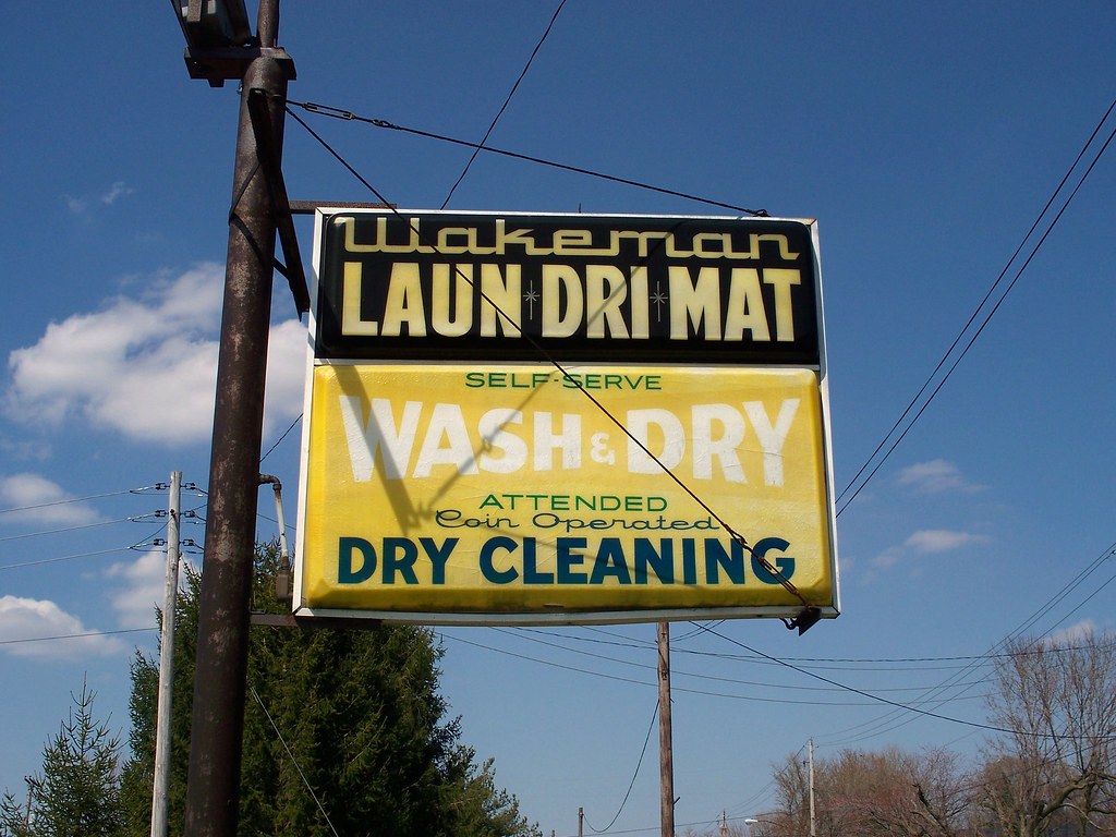 OH Wakeman Wakeman LaunDriMat Plastic sign for Wakeman… Flickr