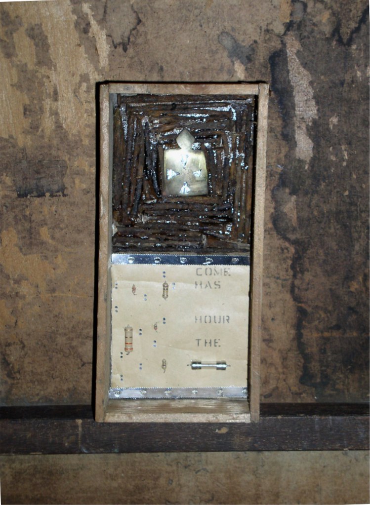 wooden box, art, foil, resistors, fuse, bra… Flickr