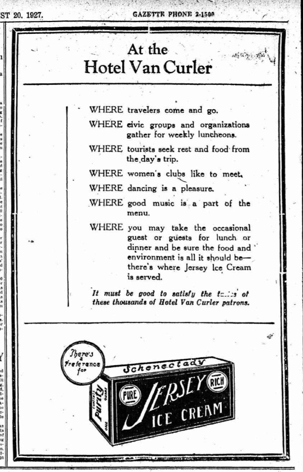 Jersey Ice Cream at the Hotel Van Curler 1927 In case you … Flickr