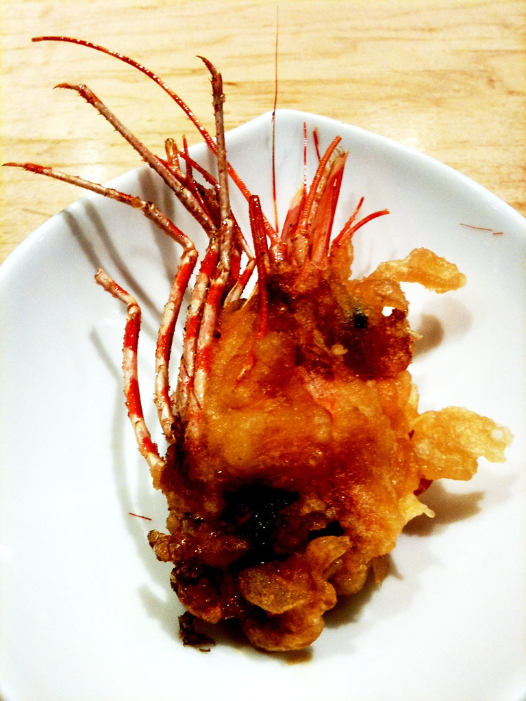 Deep fried shrimp head Served with the amaebi (sweet, raw … Flickr
