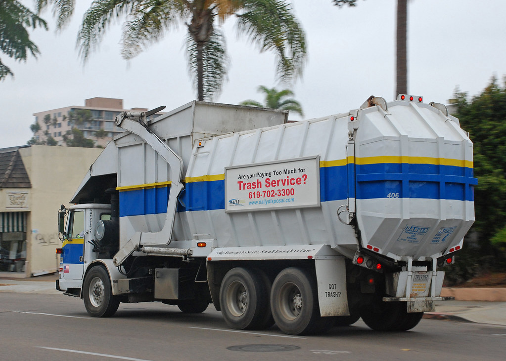 Got Trash? Daily Disposal truck in Hillcrest, San Diego. So Cal