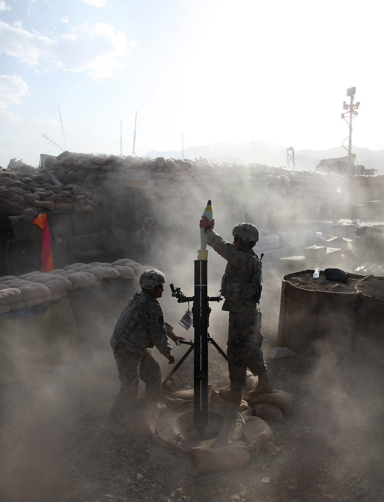 Soldiers Lay Down Mortar Fire in Afghanistan Spc. Gareth W… Flickr