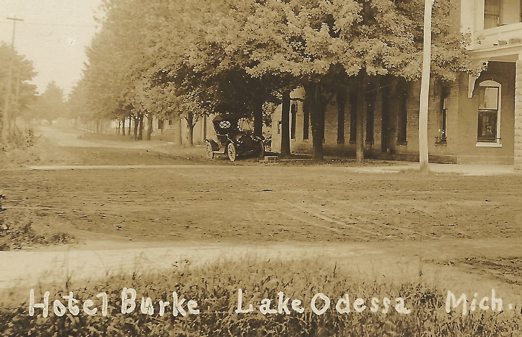 CEN Lake Odessa MI 1922 RPPC Hotel Burke with Fine Old Car… Flickr