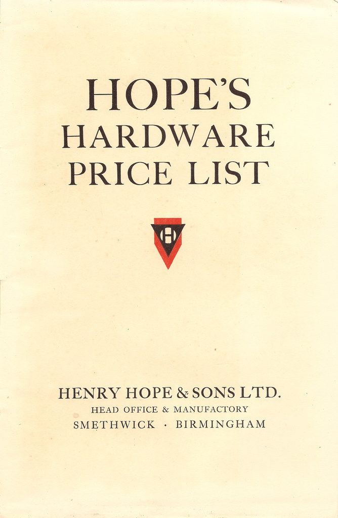 Hope's Hardware price list printed by Kynoch Press 193… Flickr