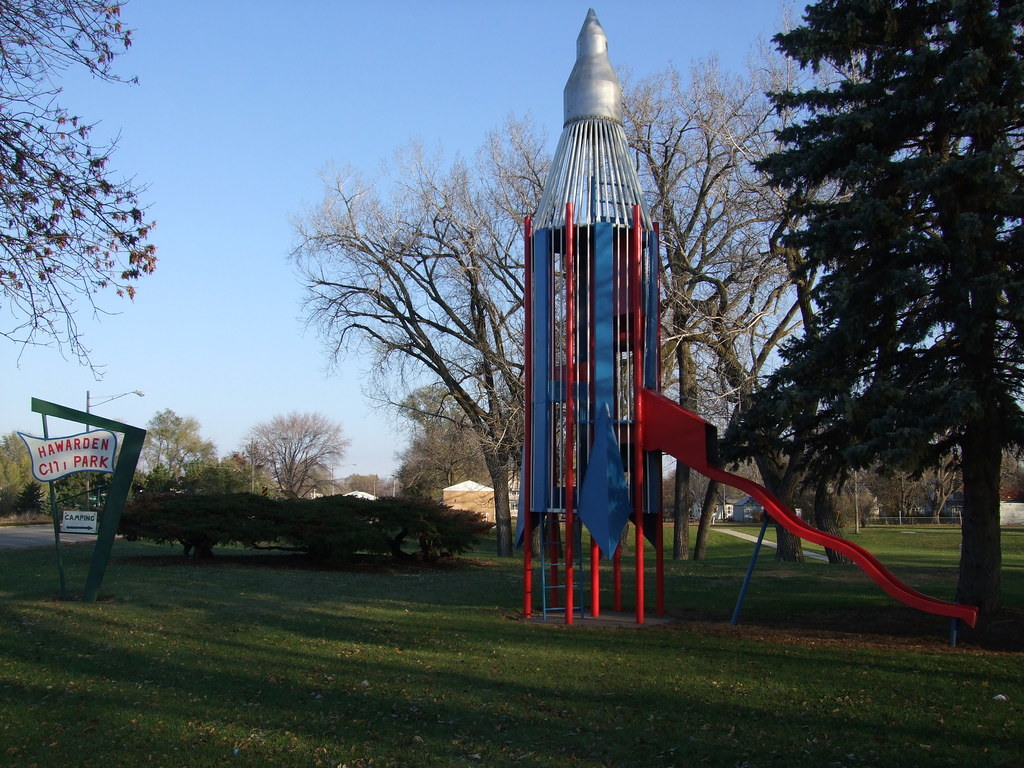 Rocket Slide with the Hawarden City Park sign Sadly, the c… Flickr