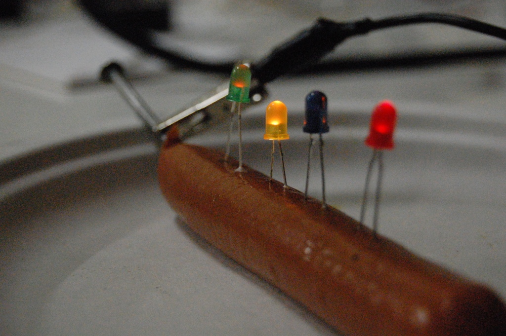 Hot dog LEDs Using AC to cook a hot dog. The internal resi… Flickr