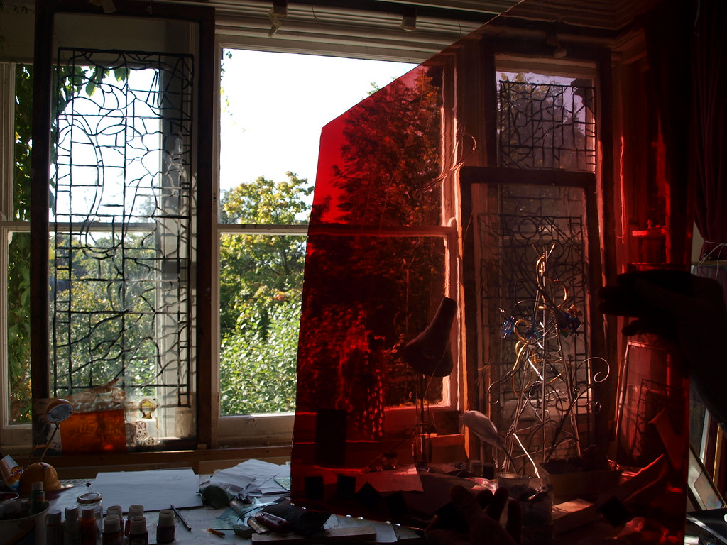 Stained Glass An amazing piece of red stained glass shown … Flickr