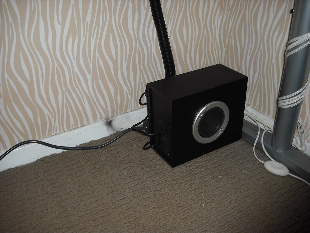 Subwoofer under desk My subwoofer. Robert Flickr