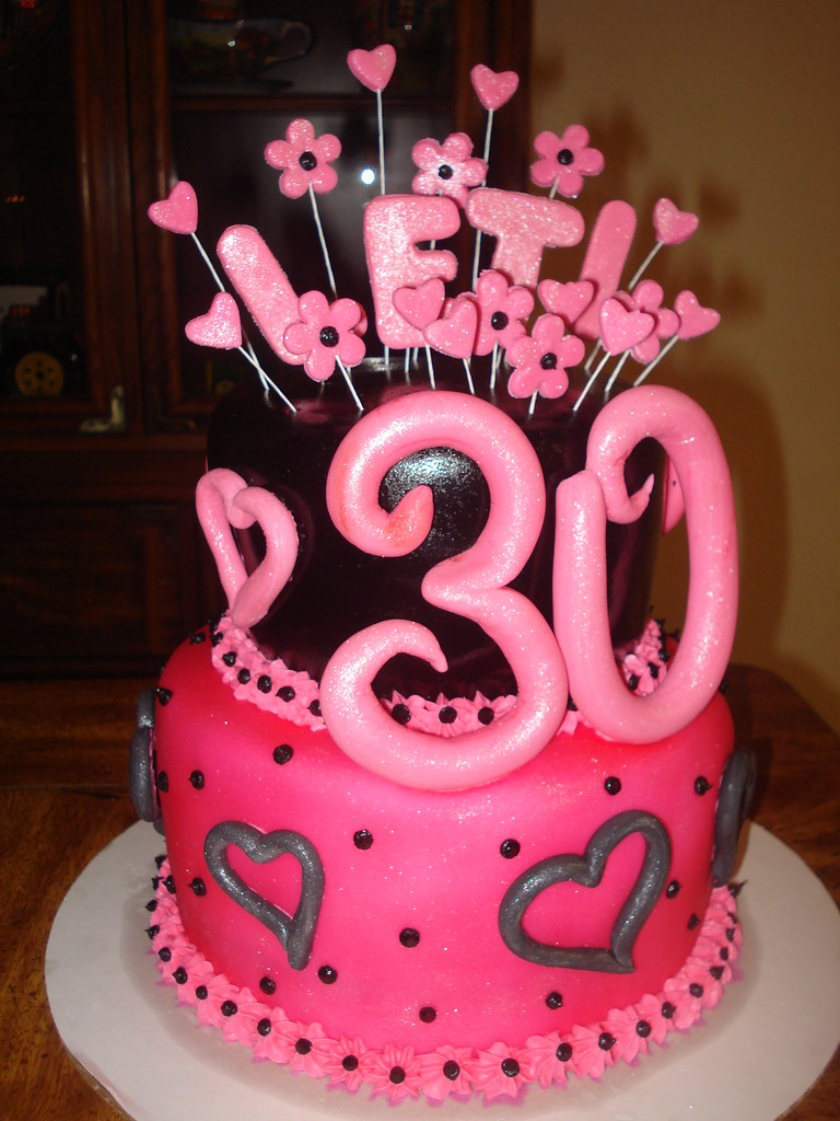 30th birthday cake 30th birthday cake, pink and black with… Flickr