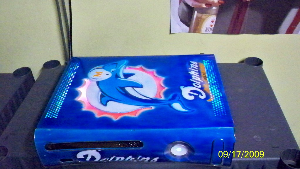 XBox 360 Airbrushed Miami Dolphins Shell with LEDs Flickr