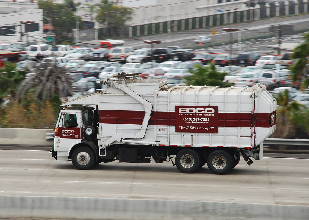 EDCO Trash truck on Interstate 5 in San Diego. So Cal Metro Flickr
