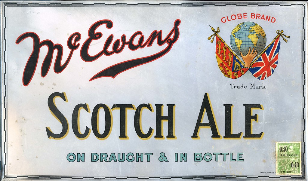 McEwan's Scotch Ale 2 Tin over cardboard hanging sign. 8 x… Flickr