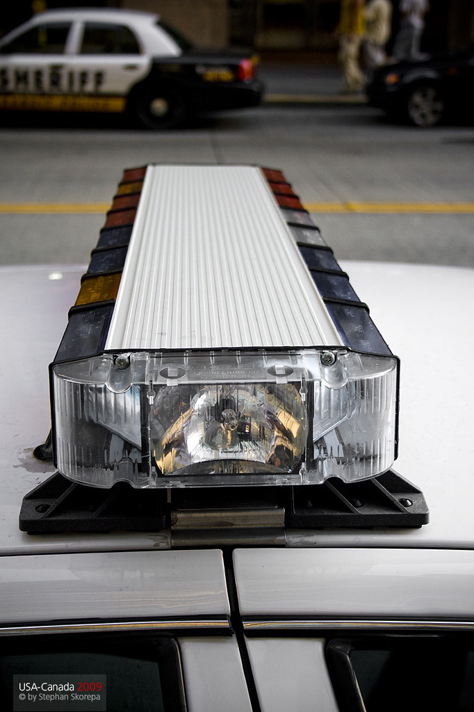police car light bar A Seattle police car. st. in ca. Flickr