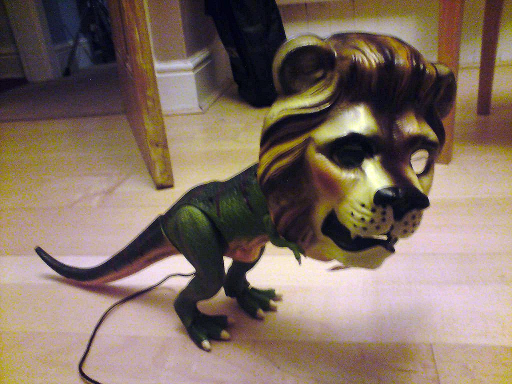 Lion Mask Dinosaur Mashup When remote control dinosaurs an… Flickr