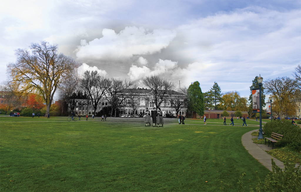 Kidder Hall Students in front of Kidder Hall in 1955 and t… Flickr