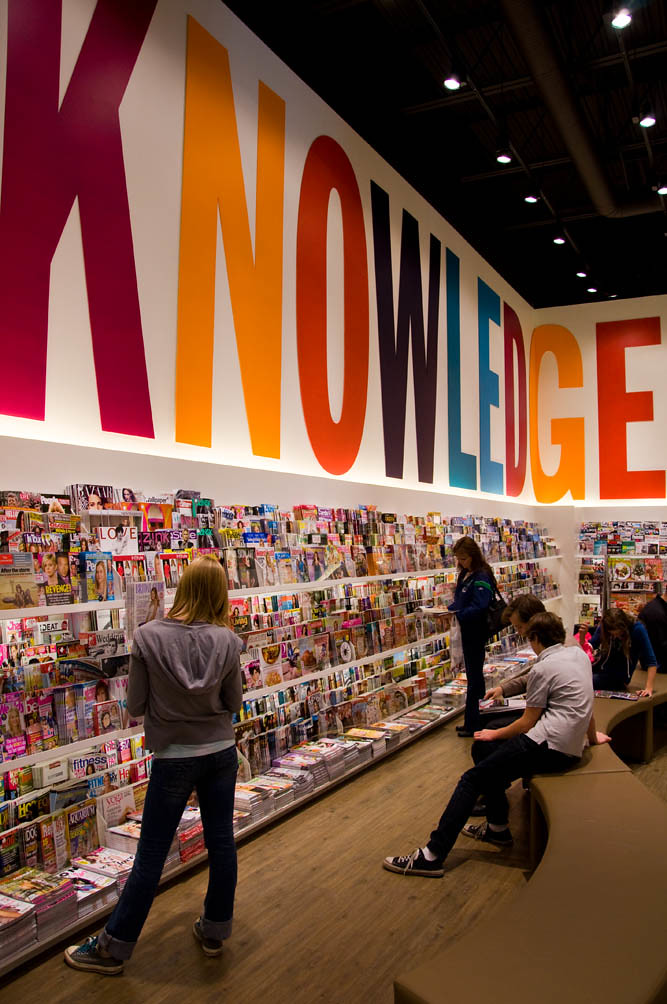 Knowledge Inside an Indigo Books store, the word "knowledg… Flickr