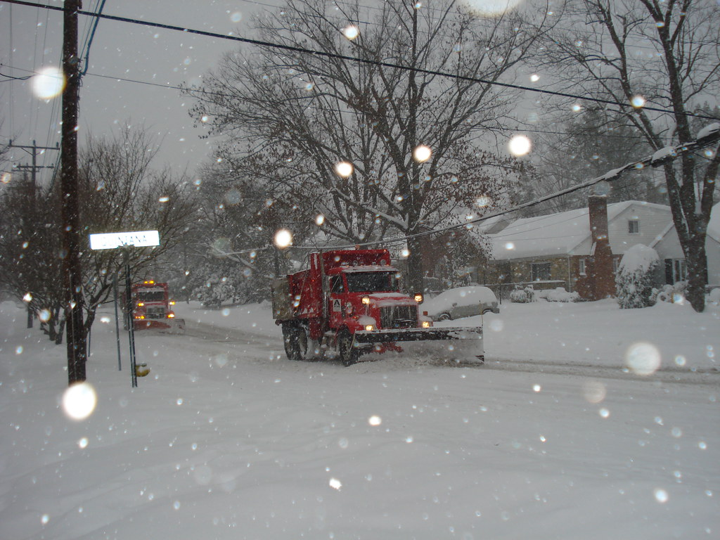 County Snowplows at Work Plowing on Washington Blvd, near … Flickr