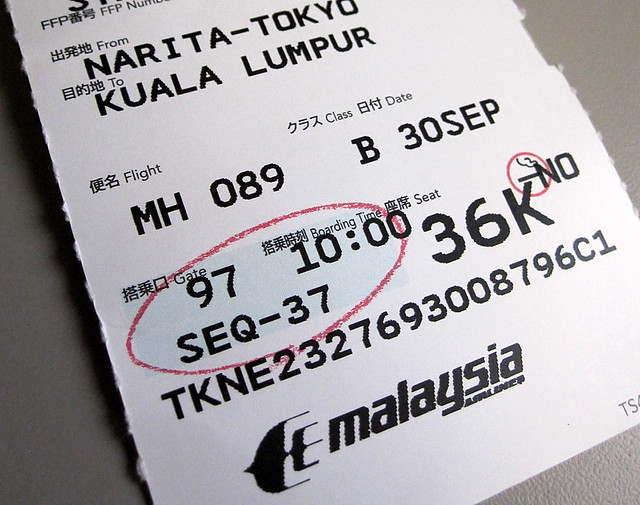 My Ticket for Malaysian Airline Flight MH089 7772H6 ER / … Flickr