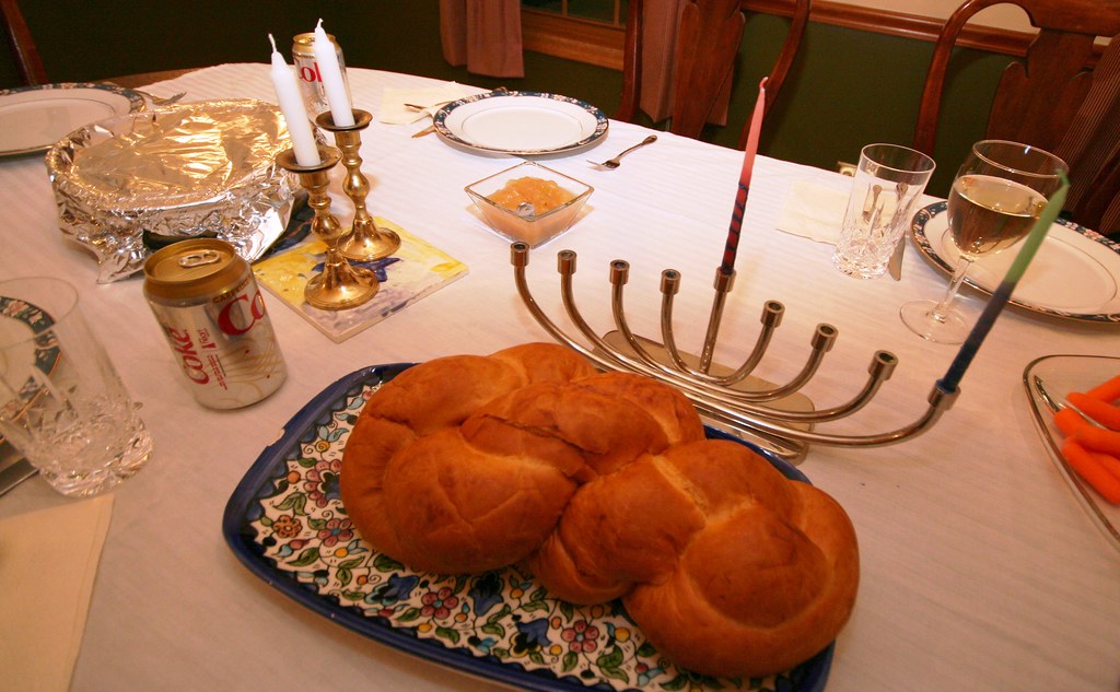 Shabbat candles, menorah and challah Along with some diet … Flickr