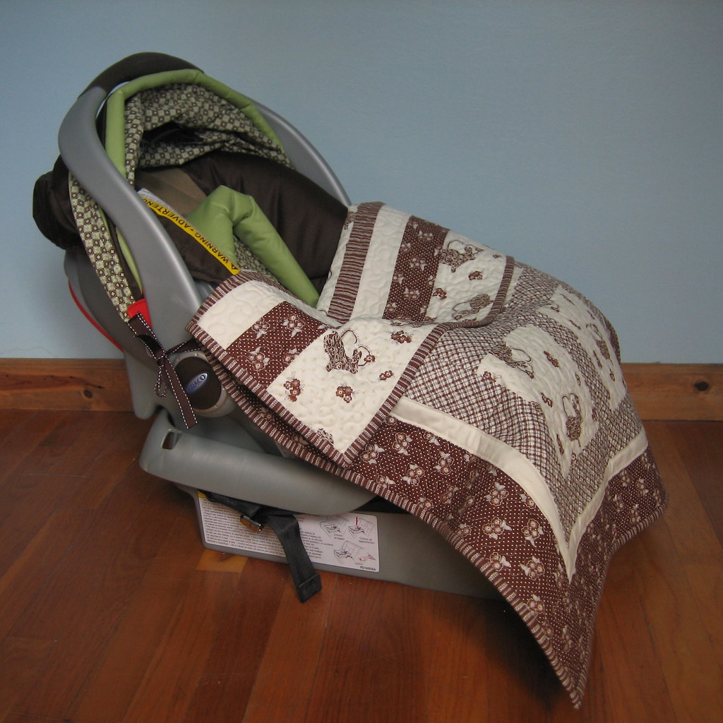 Car Seat Mini Quilt Front Has squares of the bunny fabric … Flickr