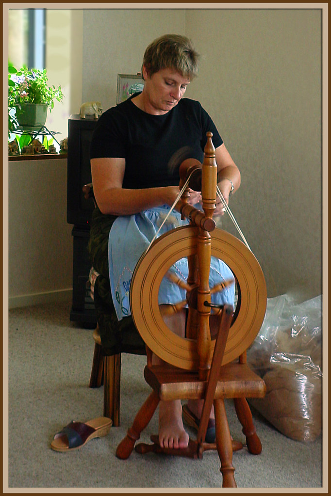 Spinning Wheel Spinning an Alpaca fleece. Jack Parker Flickr