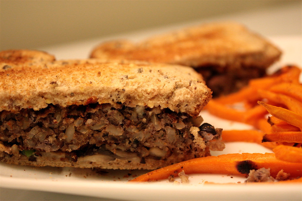Black Bean and Brown Rice Burgers it kind of looks like me… Flickr