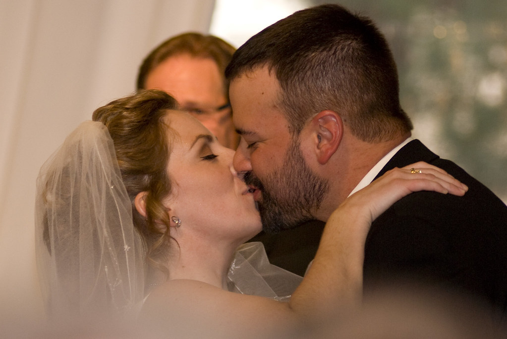 First Kiss as Husband and Wife Paul and Michelle's