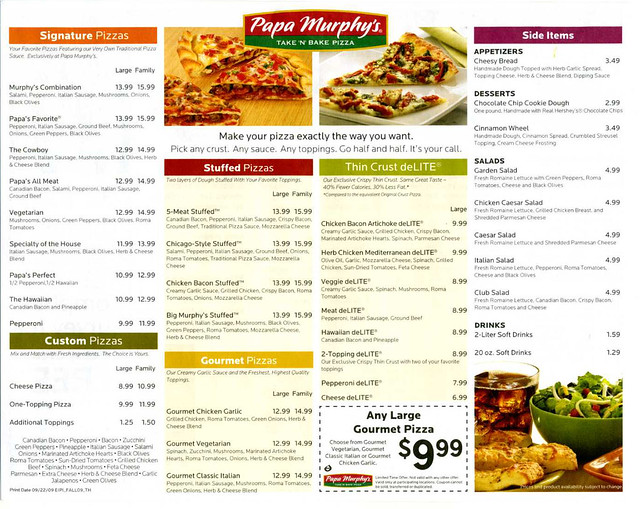 Papa Murphy's Pizza baking instructions/flyer (side 2) Flickr