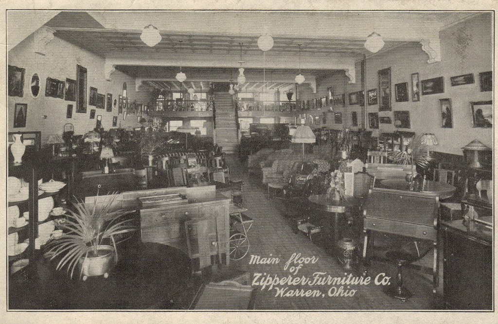 Main Floor of the Zipperer Furniture Company, Warren, Ohio, circa 1910s