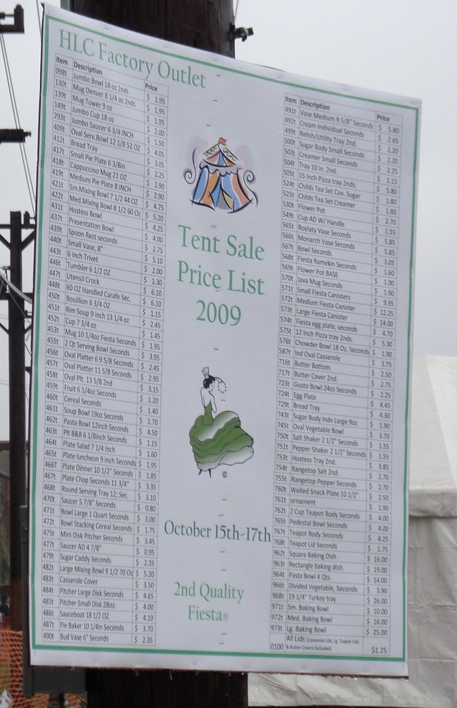October 2009 Fiesta Tent Sale Price List a photo on Flickriver