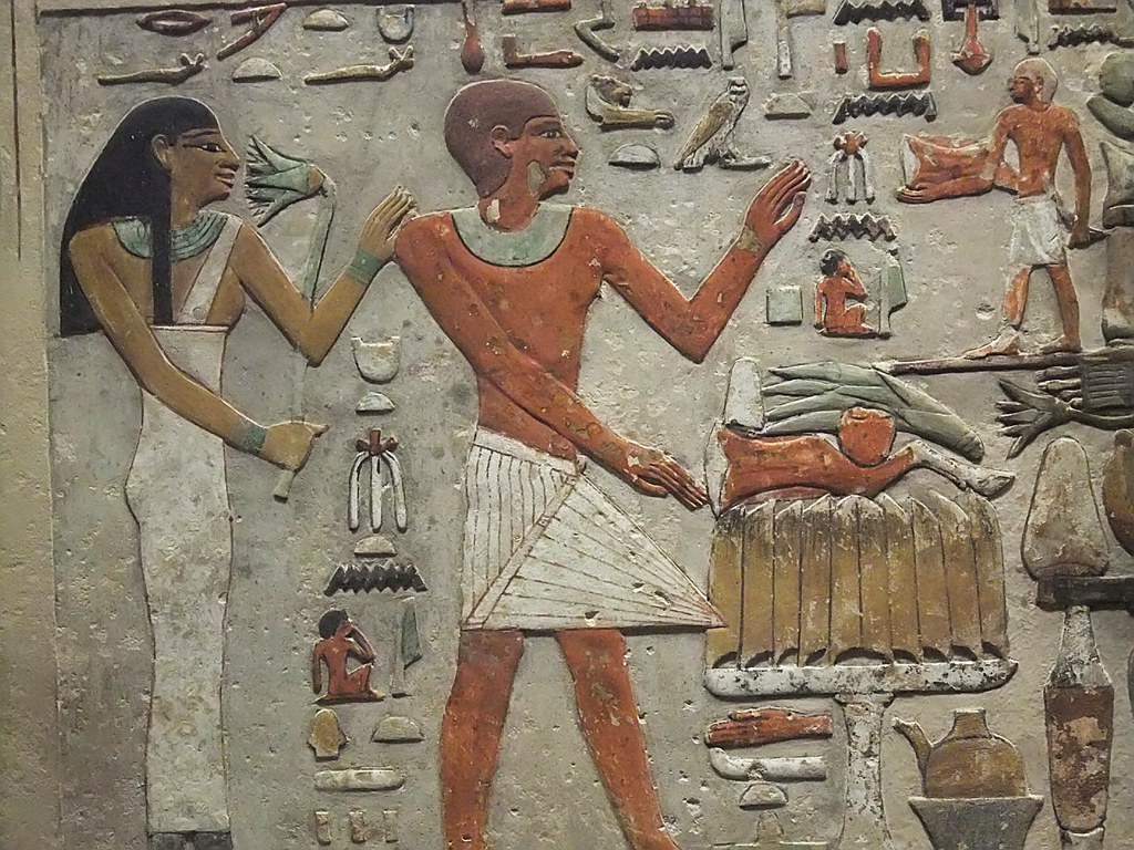 Brightly Painted wall fragment from the tomb of Priest Amenemhet and