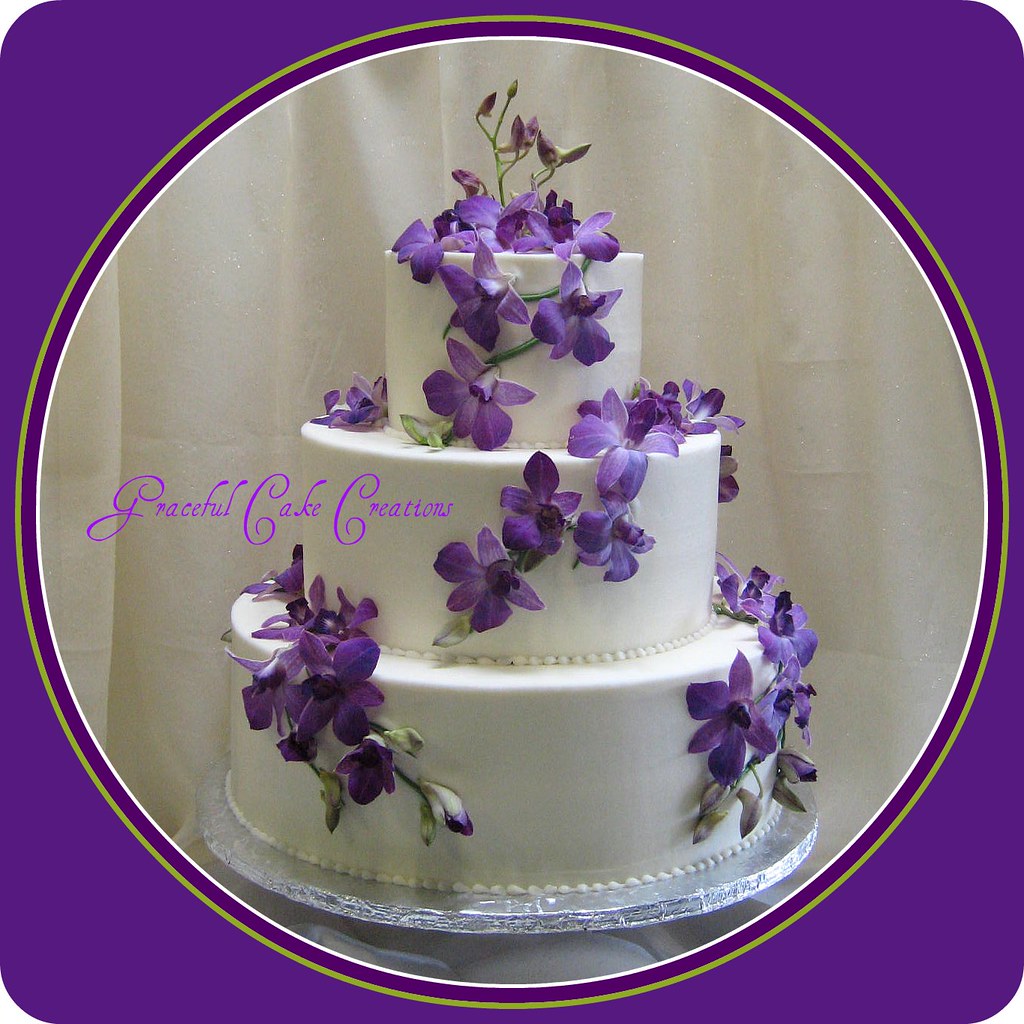 Ivory Wedding Cake with Purple Orchids a photo on Flickriver