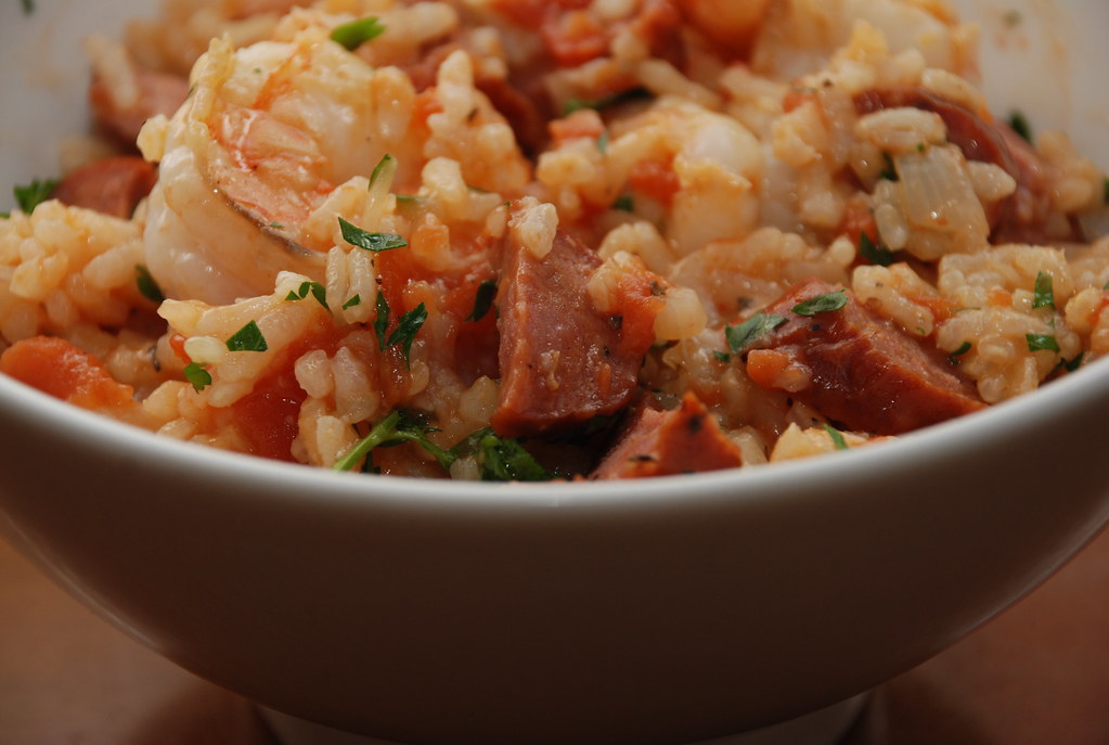 a bowl of jambalaya risotto this is Creole jambalaya, sinc… Flickr