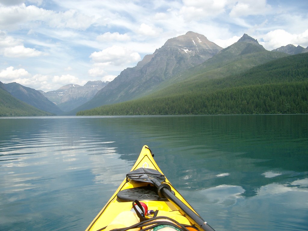 Kayaking in Bowman Lake, Montana Bowman Lake, Glacier Nati… Flickr
