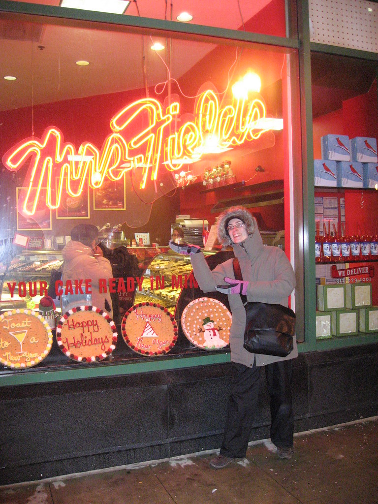 Mrs. Fields standing outside of Mrs. Fields Anna Fields