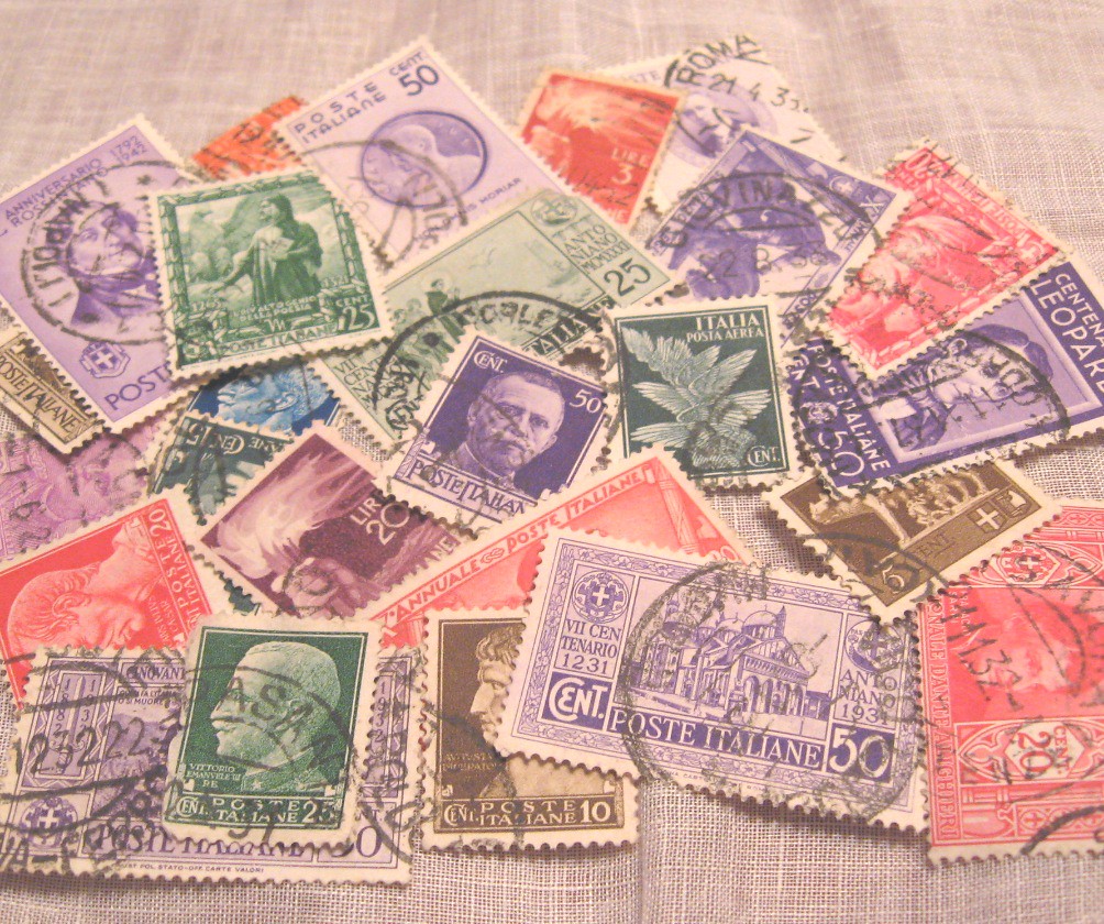 25 Italy stamps in pile main More vintage stamps from