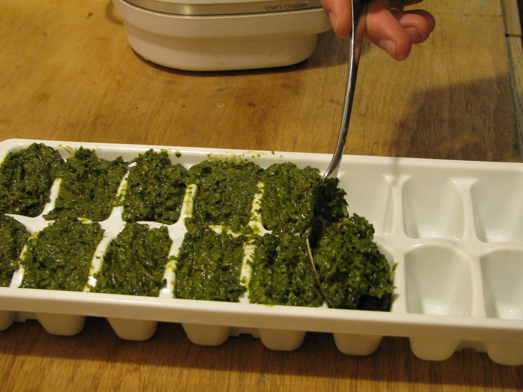 pesto in ice cube tray Rachel Tayse Flickr