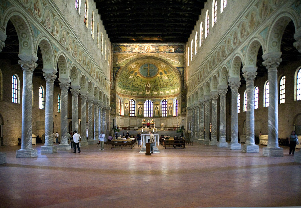 Ravenna, The Basilica of St Apollinaire in Classe, interiors. Built on