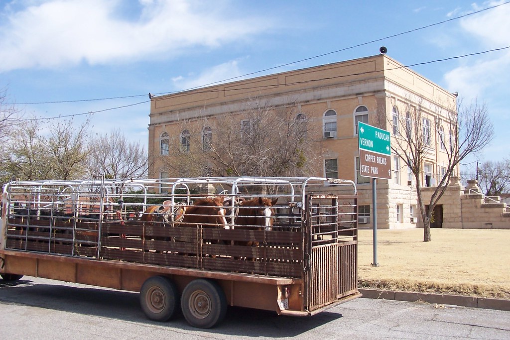 Horse Trailer beside the Courthouse Crowell, Texas J. Stephen Conn Flickr