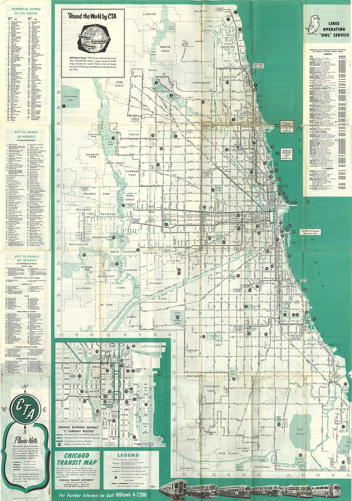 Chicago CTA, Metra and subway map O…