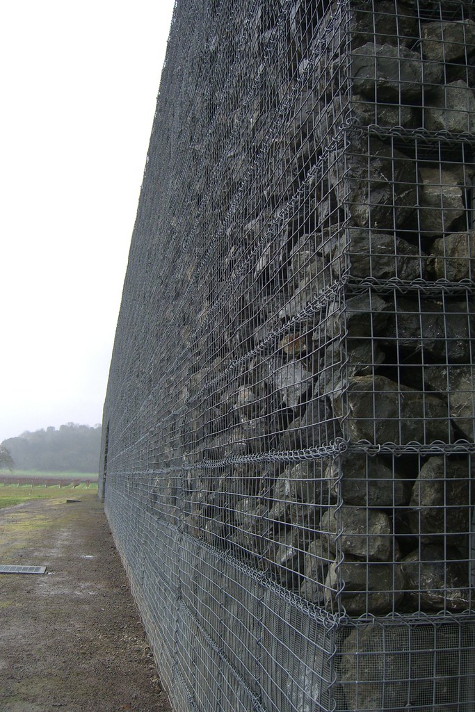 Gabion Wall Detail of the exterior wall construction. Mark Hogan