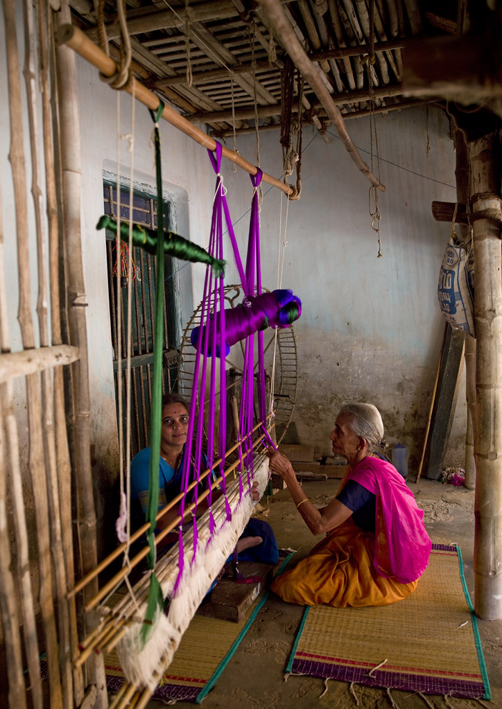 Women weaving on a traditional loom Tamil Nadu India Flickr