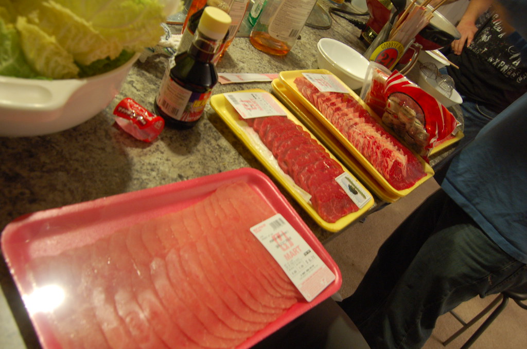 HotPot Meat HMart selection of cut meat snowpea&bokchoi Flickr