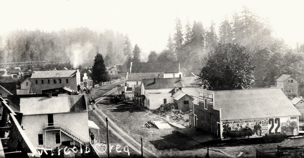 Old Marcola Oregon Looking East on Main St ca 1910 curtis Irish